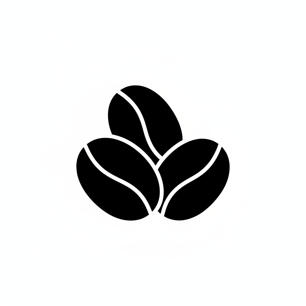 create coffee beans icon black and white colour